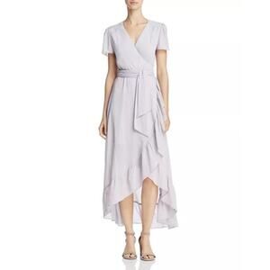 WAYF Small White Wrap Sheer Ruffle High-Low Dress Feminine Ethereal Soft Girl